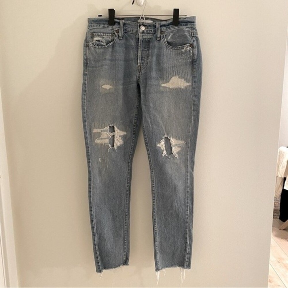 Re Done Denim Jeans Skinny Light Blue Wash Originals Low Rise Repair Women's 28
